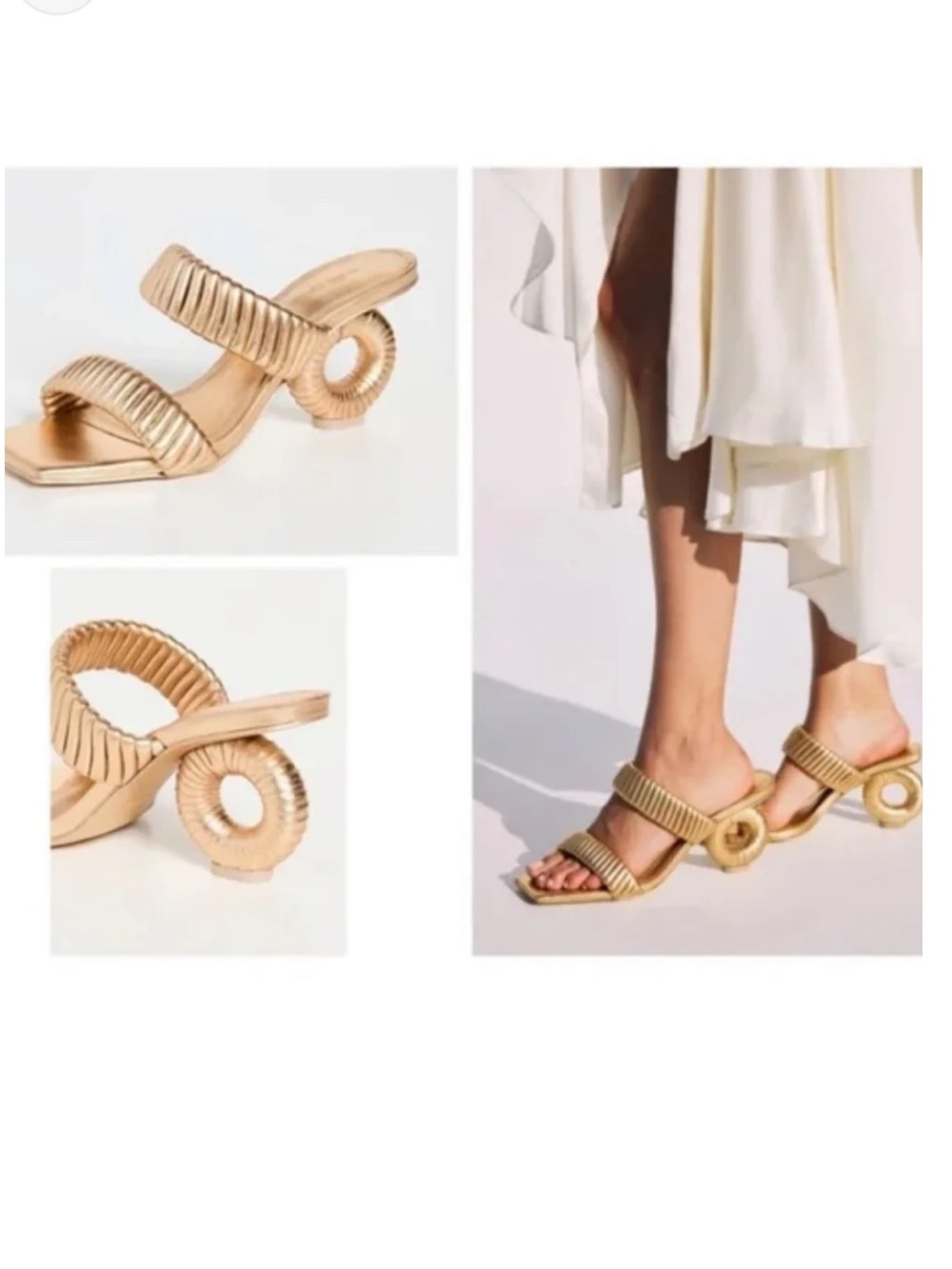 New Cult Gaia Valence Metallic Gold Wrapped O-Ring Heel Sandals Size 37 US 7 - Picture 12 of 12